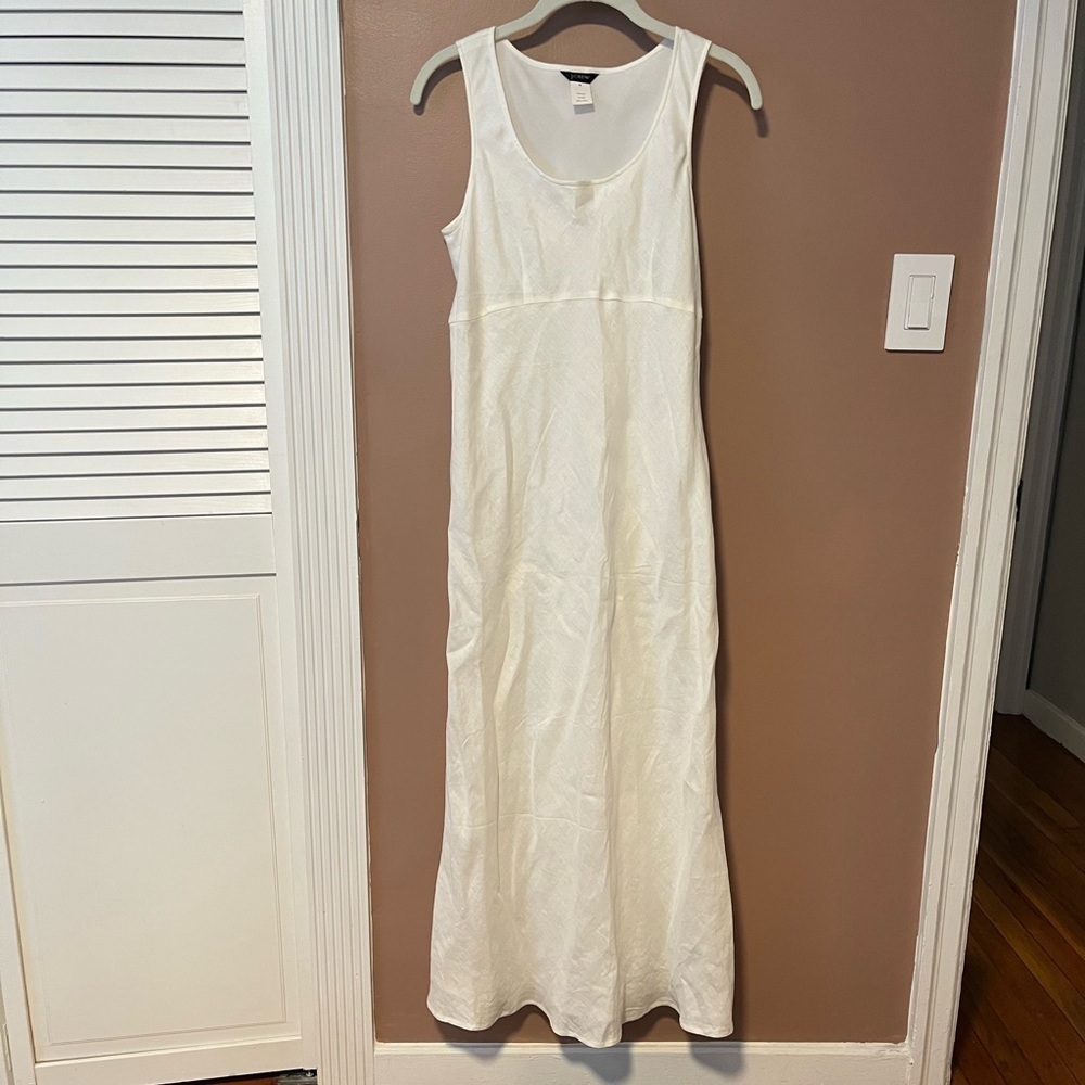J. Crew vintage linen white scoopneck long dress bridal 90s